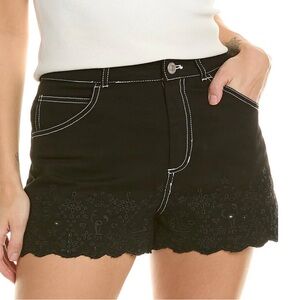 Staud Eyelet Black Denim Shorts